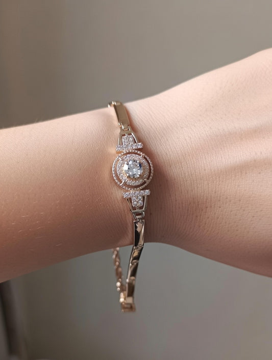 stainless steel White stoned braclete